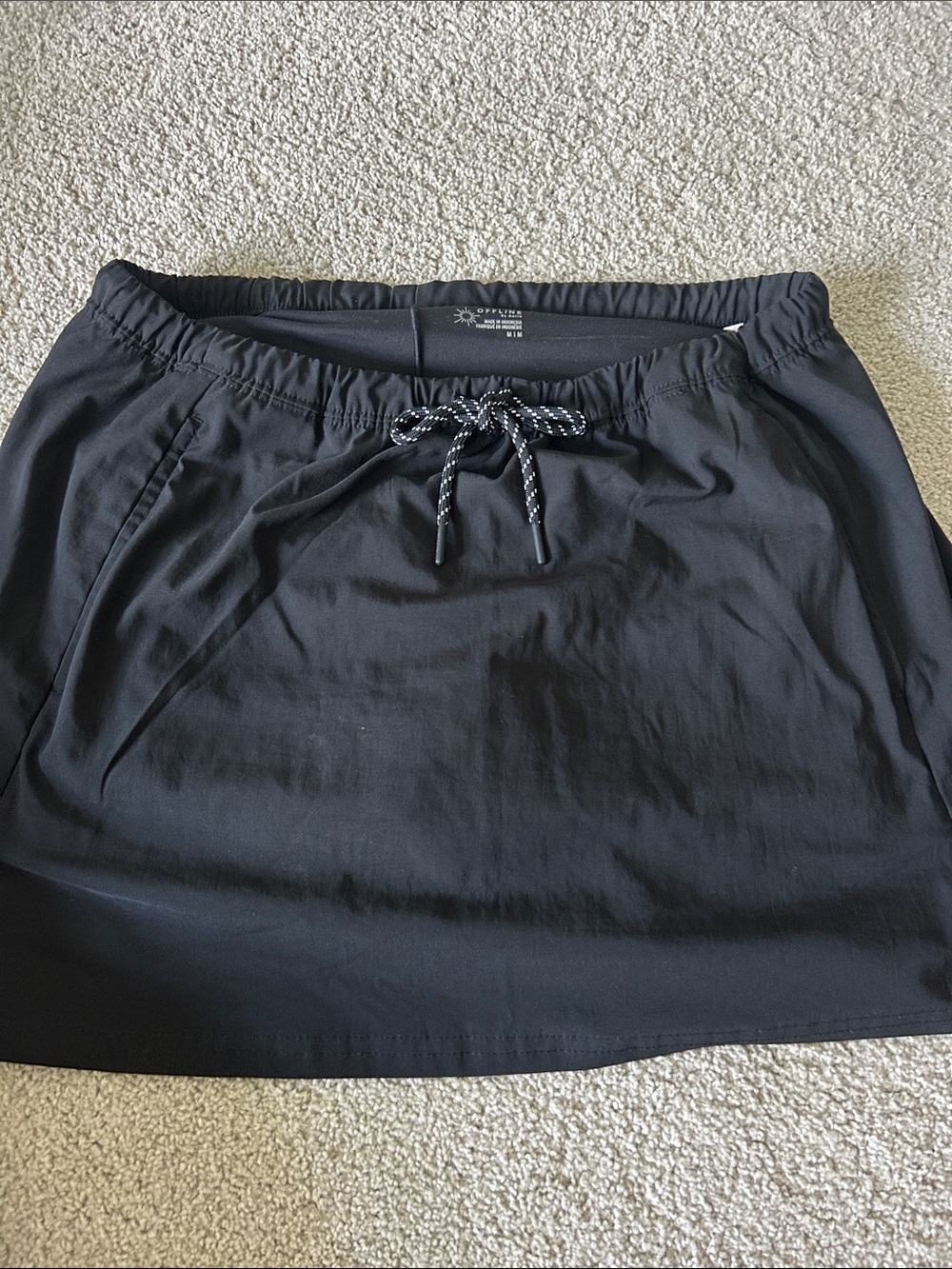 Everyday Active Mini Skirt with Drawstring Waist - Black